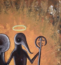 Entering the City - Surrealistische Fantasie-Landschaft in Acryl auf Leinwand