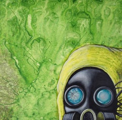 Surrealistisches Fantasieporträt in Acryl auf Leinwand „ Future Self“