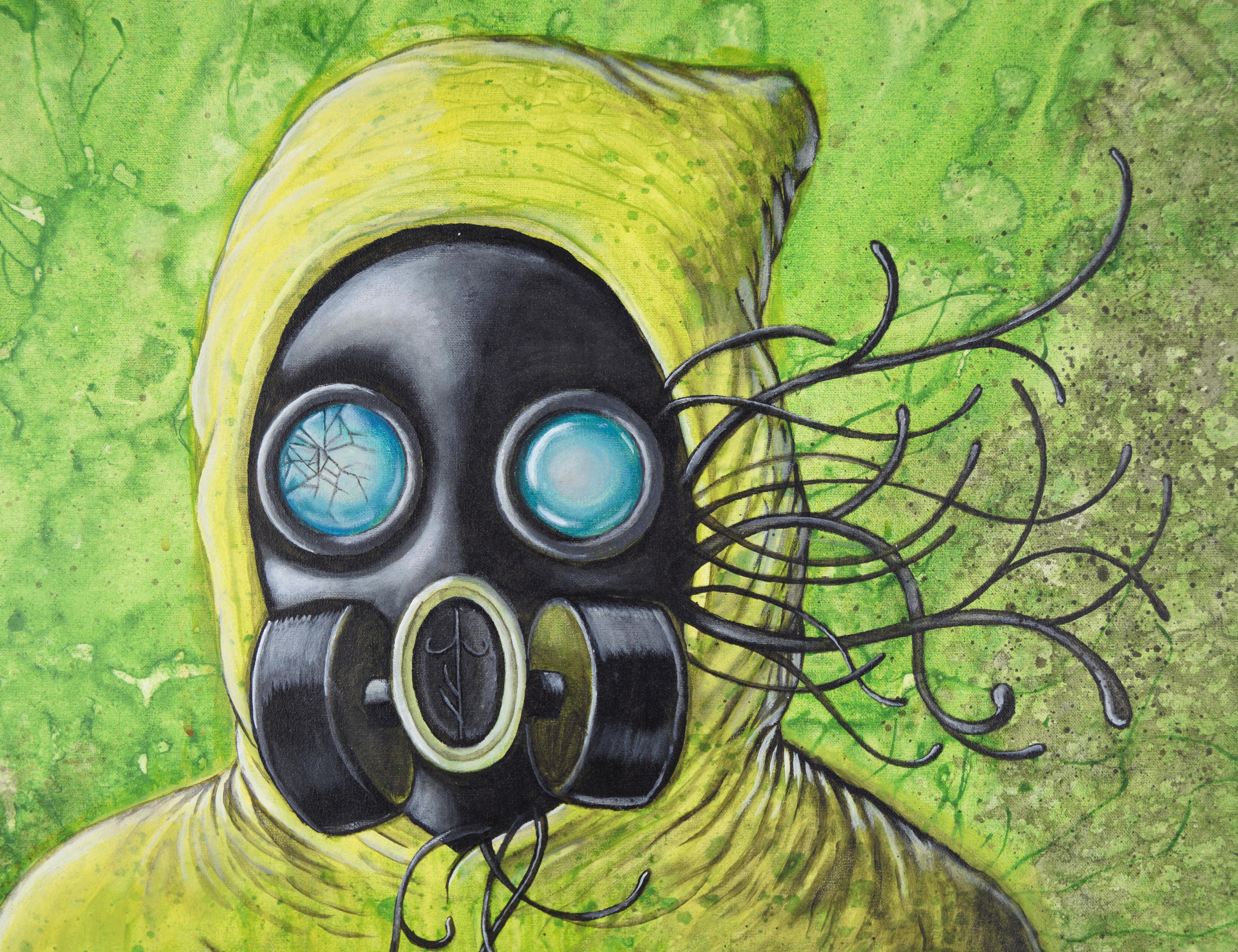 Yo Futuro - Retrato Surrealista de Fantasía en Acrílico sobre Lienzo - Landscape Painting Verde de Joff Jones