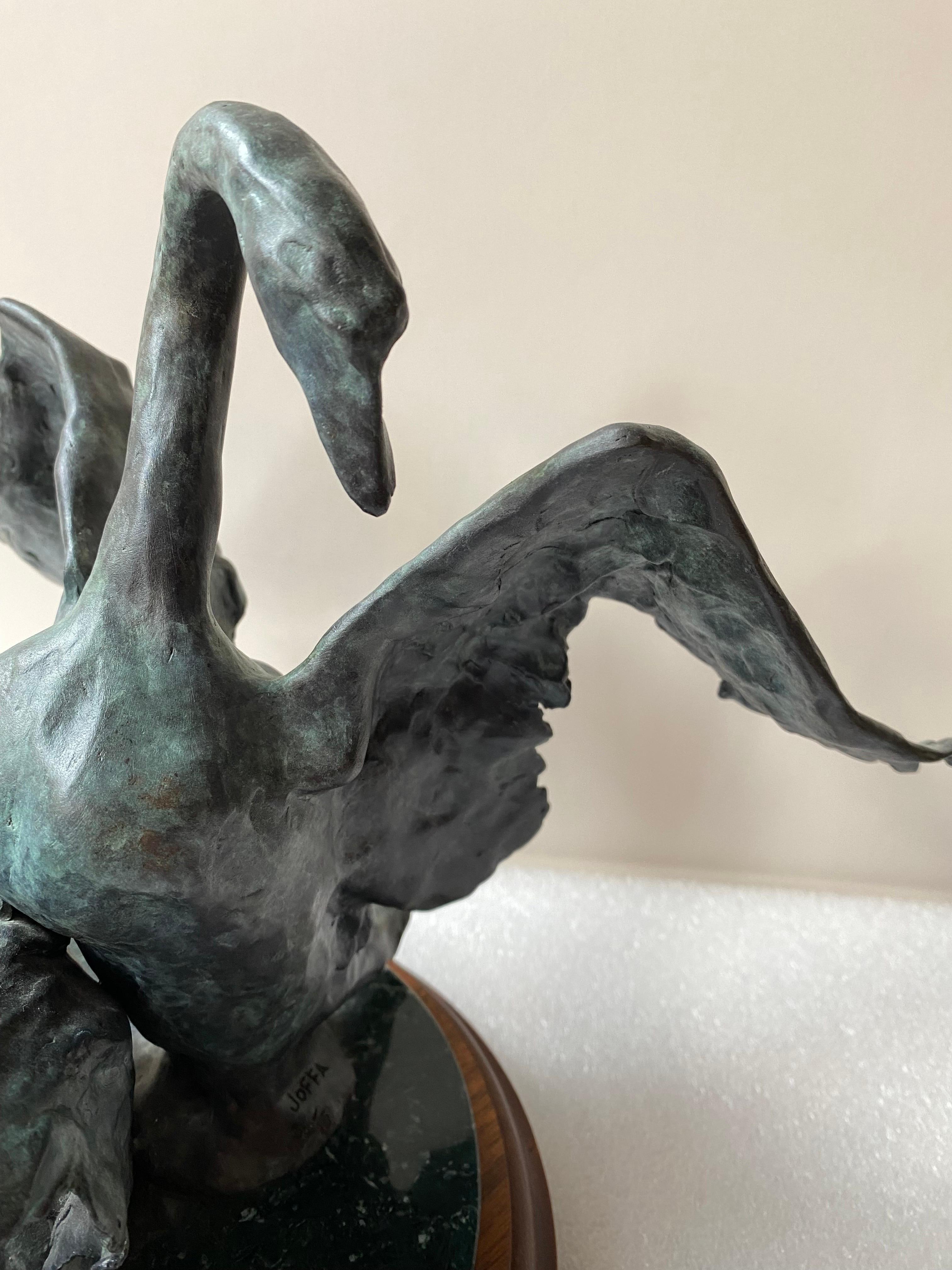 Modern Joffa Kerr 3/15 Bronze Swans For Sale