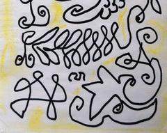 Arte moderno indio del siglo XX Jogen Chowdhury, Follaje, Dibujo en negro-amarillo