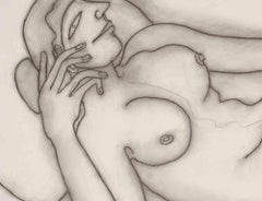 Reclining Woman, Dry Pastel Charcoal on paper, Master Indian Artist Jogen