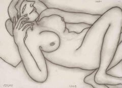 Reclining Woman, Dry Pastel Charcoal on paper, Master Indian Artist Jogen 