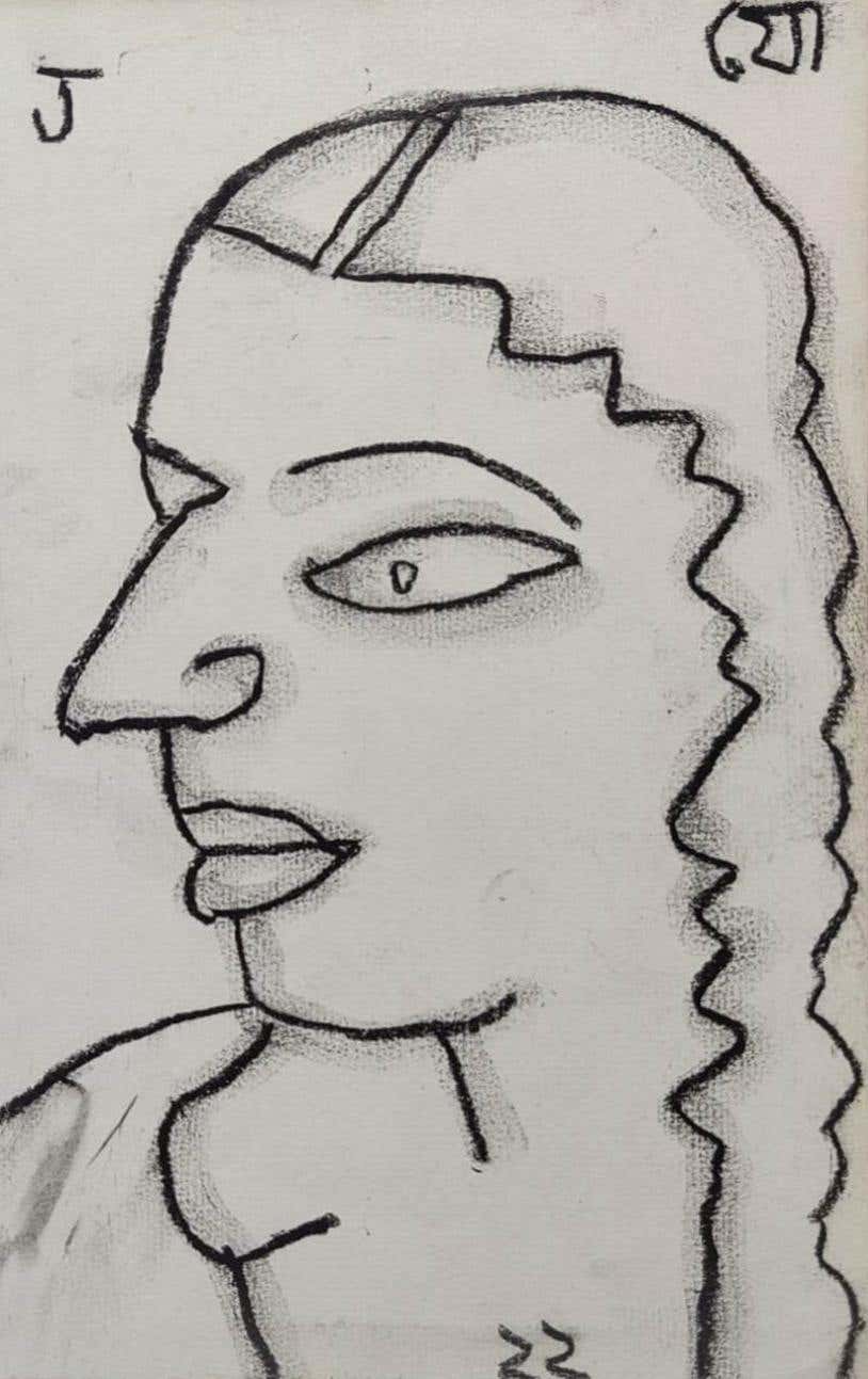 Woman Face with Braid Dry Pastel on Paper by Artist Jogen Chowdhury "In Stock
