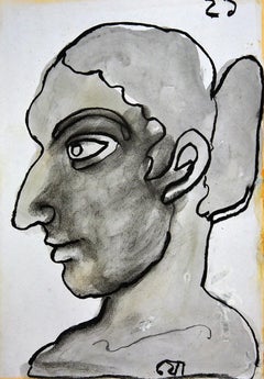 Face, Mixed Media on Paper by Modern Artist Jogen Chowdhury "In Stock"