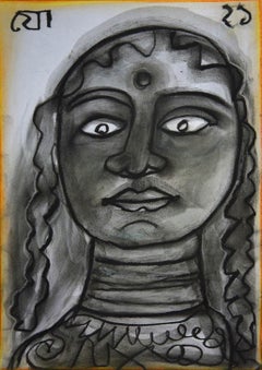Face, Mixed Media on Paper by Modern Artist Jogen Chowdhury "In Stock"
