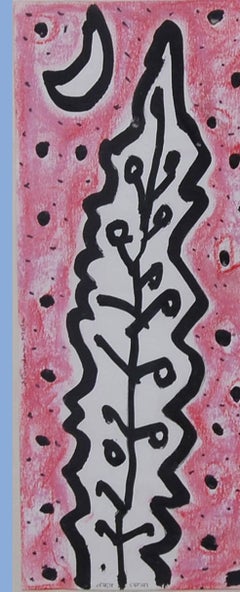 Pink Pastel, Black ink, Metaphorical rendition of a man-woman by Jogen Choudhury