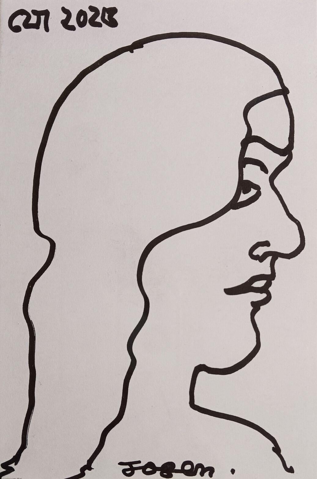Sin título, figurativo, blanco y negro, tinta sobre papel de Jogen Chowdhury "En stock"