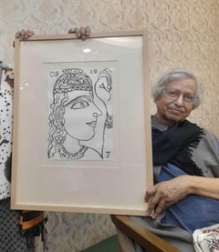 Sin título, Figurativo, Pastel al óleo seco sobre papel de Jogen Chowdhury "En stock"