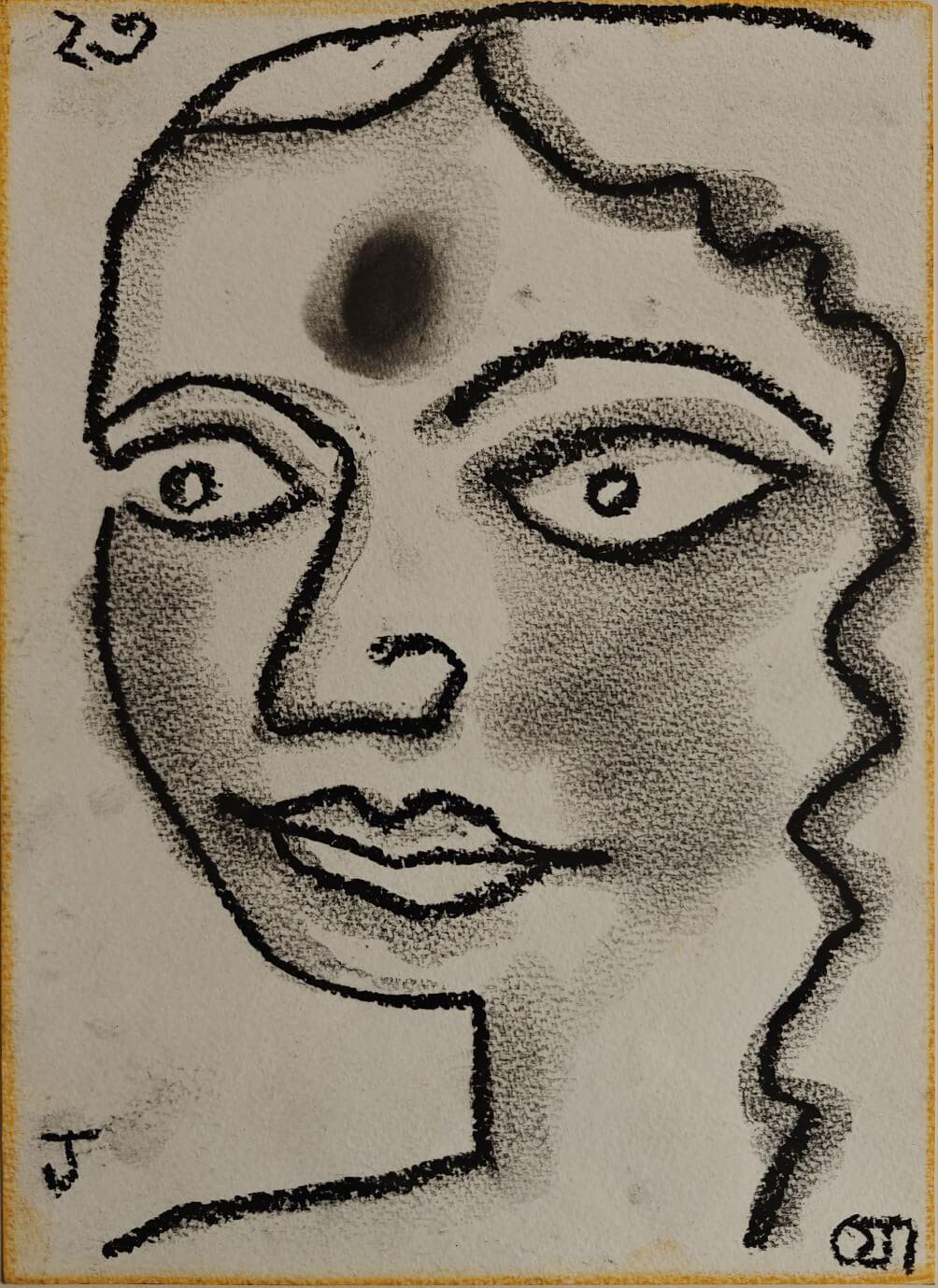Senza titolo, Figurativo, Pastello a secco su carta di Jogen Chowdhury "In stock"