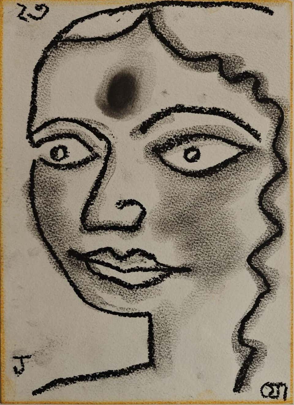 Untitled, Figurative, Dry Pastel on Paper by Jogen Chowdhury "In Stock"