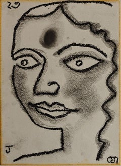 Senza titolo, Figurativo, Pastello a secco su carta di Jogen Chowdhury "In stock"