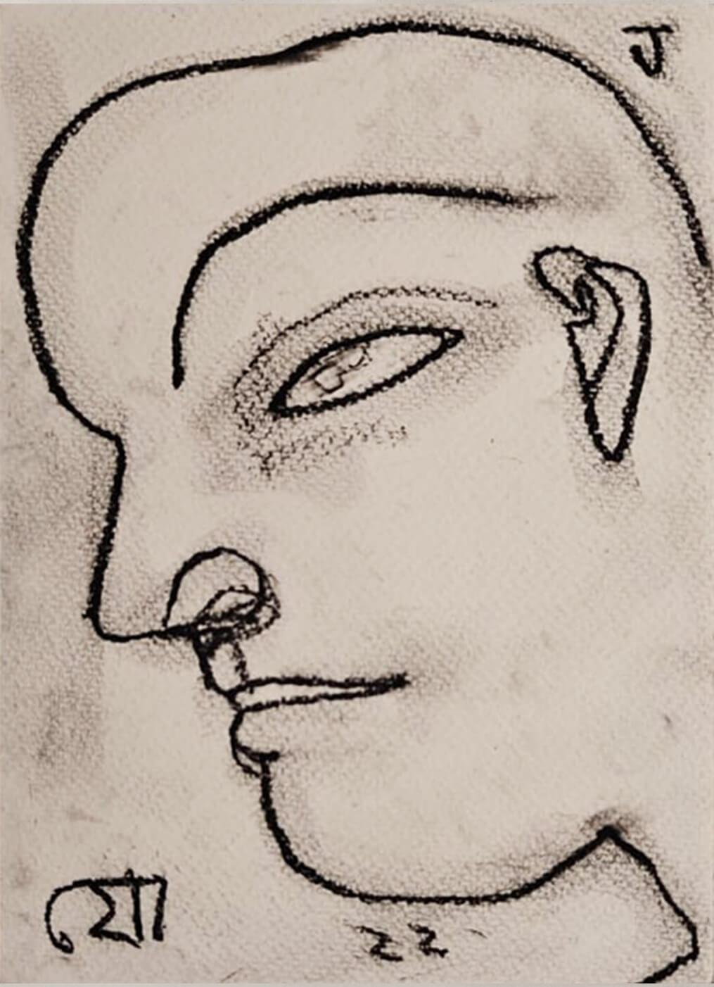Ohne Titel, figurativ, trockenes Pastell auf Papier von Jogen Chowdhury „In Stock“