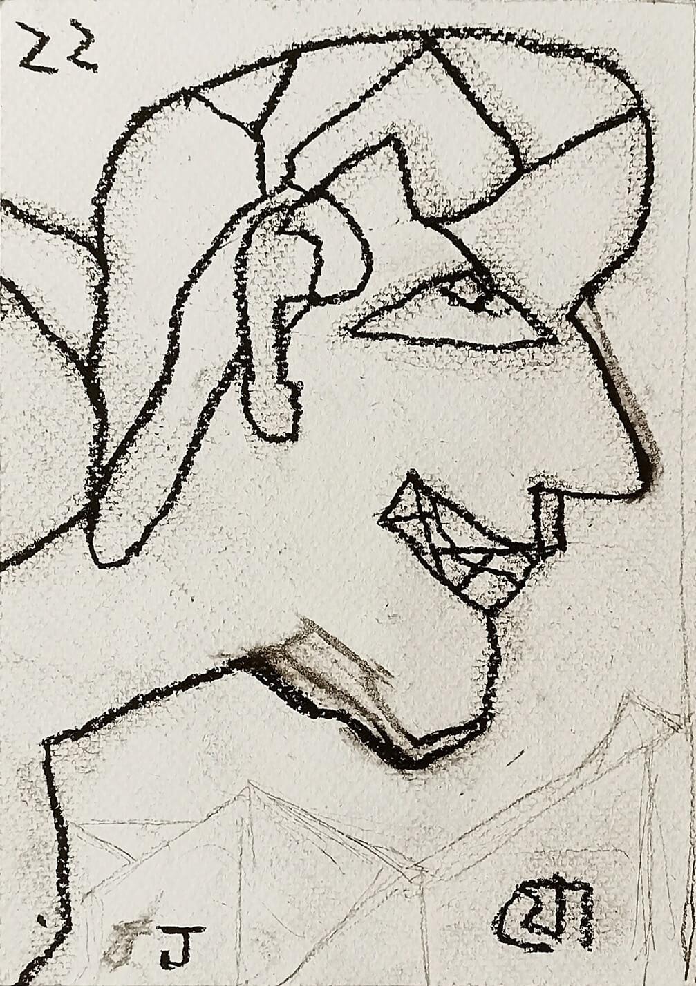 Ohne Titel, figurativ, trockenes Pastell auf Papier von Jogen Chowdhury „In Stock“