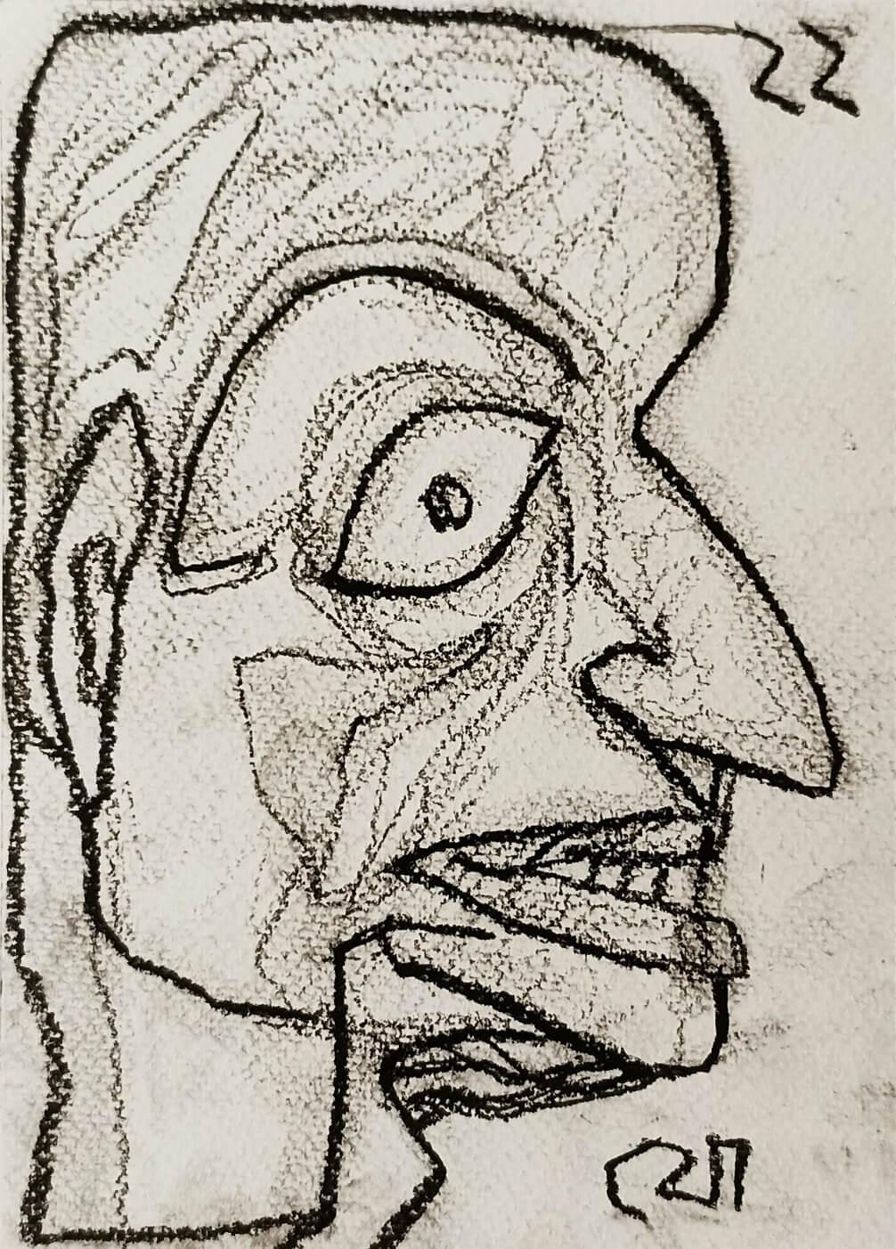 Ohne Titel, figurativ, trockenes Pastell auf Papier von Jogen Chowdhury „In Stock“