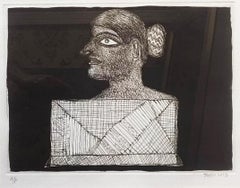 Untitled, Figurative, Radierung auf Papier, Schwarze Farbe Jogen Chowdhury „Auf Lager“