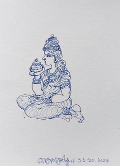 Senza titolo, Figurativo, Laxmi, Penna e Inchiostro su carta di Jogen Chowdhury "In stock"