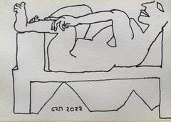 Untitled, Figurative, Pen & Ink Dry Pastel on Paper by Jogen Chowdhury"In Stock"