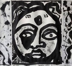 Untitled, Ink & Brush on Paper by Modern Indian Artist Jogen Chowdhury"In Stock"