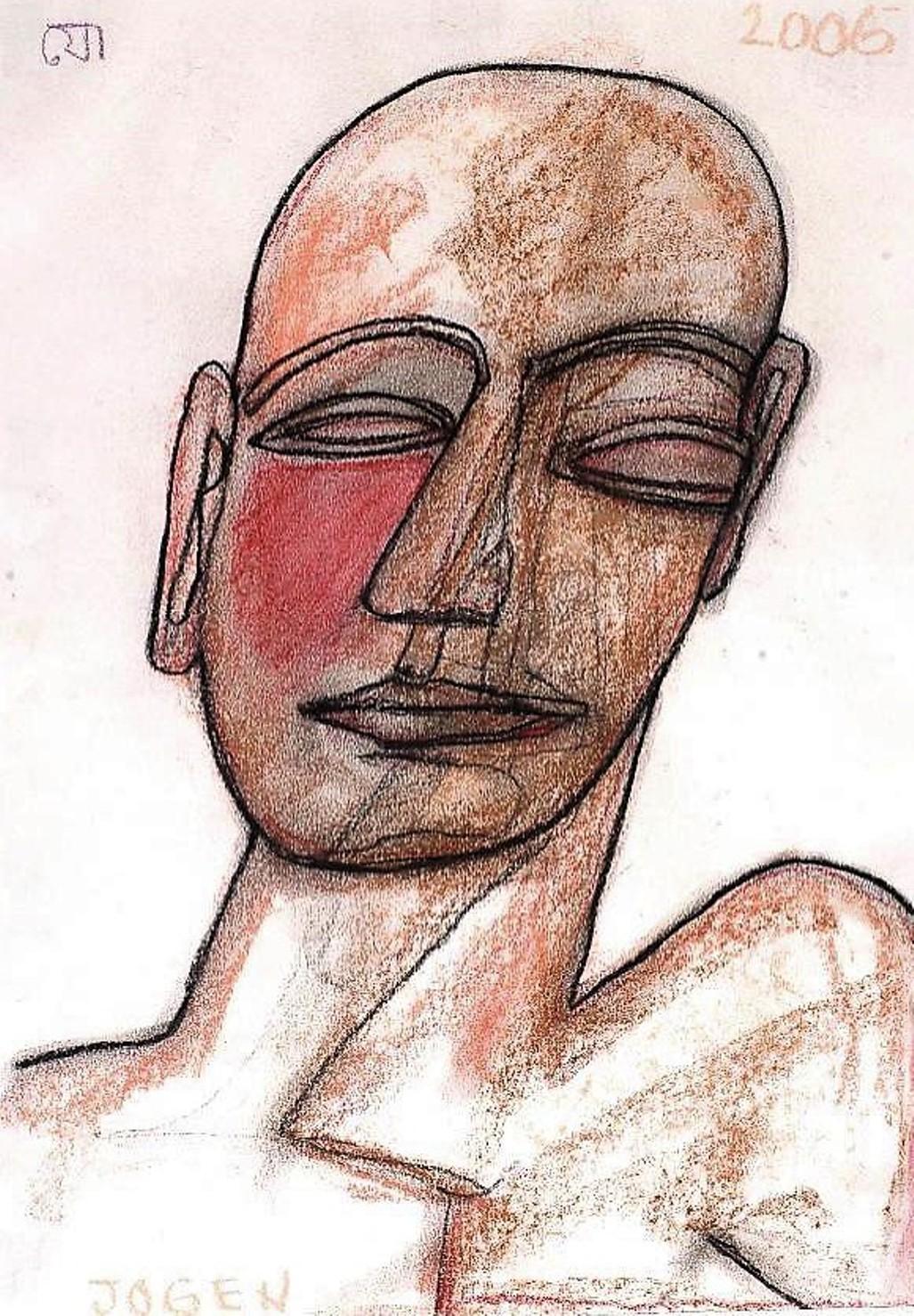 Untitled, Mixed Media on Paper by Modern Indian Artist Jogen Chowdhury"In Stock" - Mixed Media Art by Jogen Chowdhury 