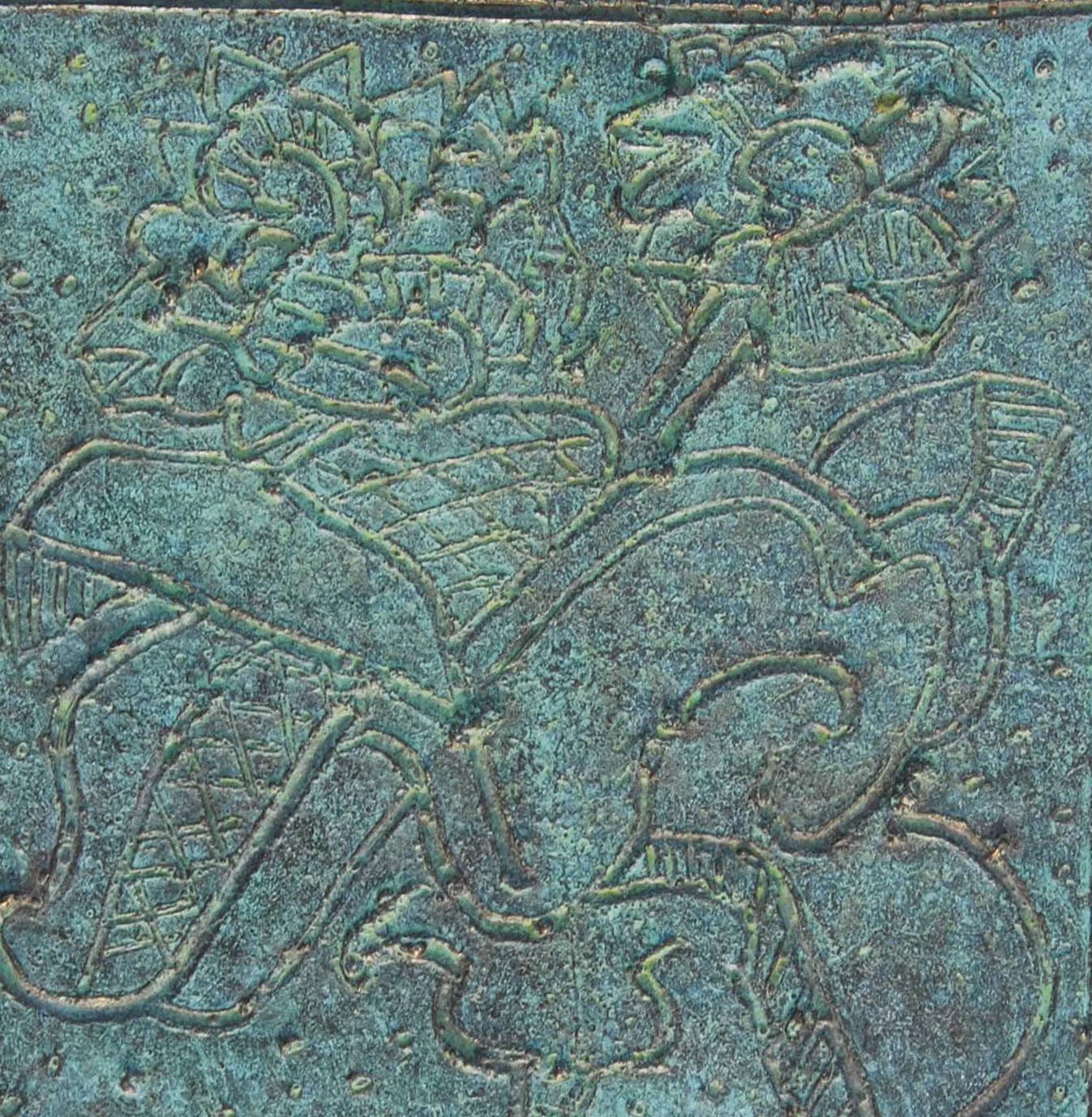 Florero, Bodegón, Placa de Bronce, Verde por Artista del Siglo XXI 