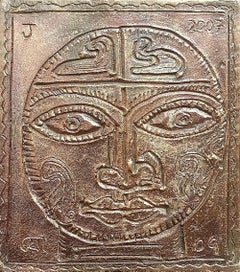 Sans titre, visage, figuratif, bronze de Jogen Chowdhury, en stock
