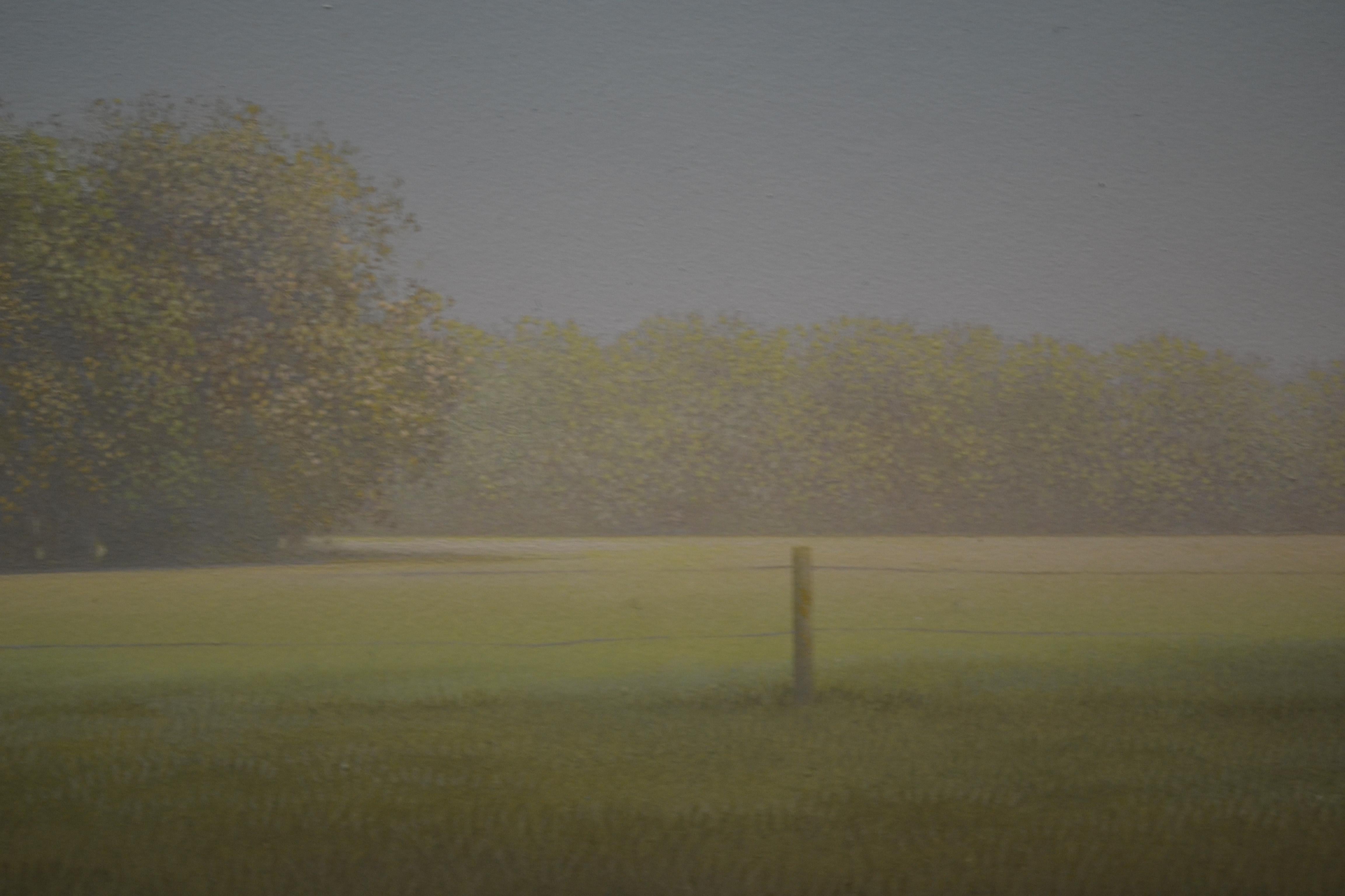 The work of artist Johan Abeling stands out because of the mysterious ambiance it has. The complete abandoning in his paintings creates an unreal ambiance. He paints in preference the expansive Northern-Dutch landscape in which he places displaced