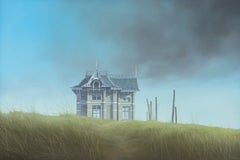 Verlaten Abandonado Óleo sobre tabla paisaje Casa Nubes Contemporáneo Figurativo