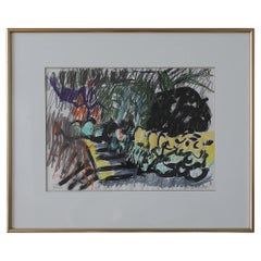 Johan Adam Linneballe, Sommer I haven III, Mixed Media on Paper, 1993, Framed