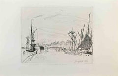 Vue du Port au Chemin de Fer à Honfleur - Etching by Johan B. Jongkind - 1870s