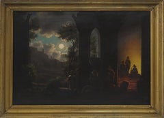 Antique 18th Century European School Original Oil Painting -- Soldiers at Rest
