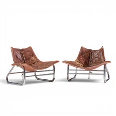 Johan Bertil Häggström - Swed-Form Swedish Leather, Chrome Corset Chairs - Pair