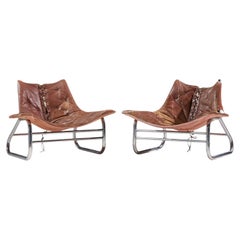 Johan Bertil Häggström - Swed-Form Swedish Leather, Chrome Corset Chairs - Pair