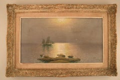 Johan Boström, Swedish Artist, Oil on Canvas, Sail Boat at Sea, Early 20th C