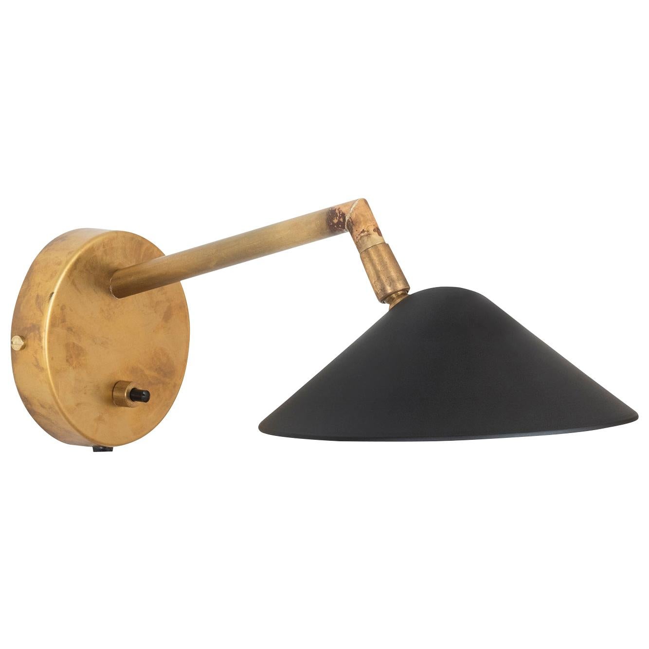 Johan Carpner Grenverk Raw Brass Short Wall Lamp by Konsthantverk For Sale