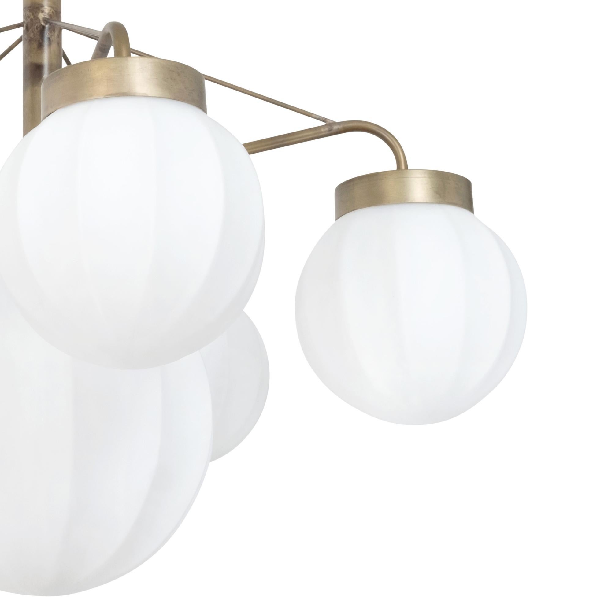 Scandinave moderne Johan Carpner Plafonnier Klyfta 6L en laiton brut par Konsthantverk en vente
