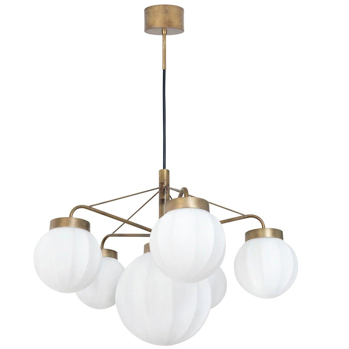 Johan Carpner Klyfta 6L Raw Brass Ceiling Lamp by Konsthantverk For Sale
