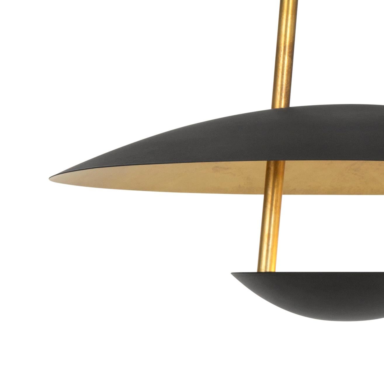 Swedish Johan Carpner Satellite 40 Ceiling Brass Black Lamp by Konsthantverk For Sale