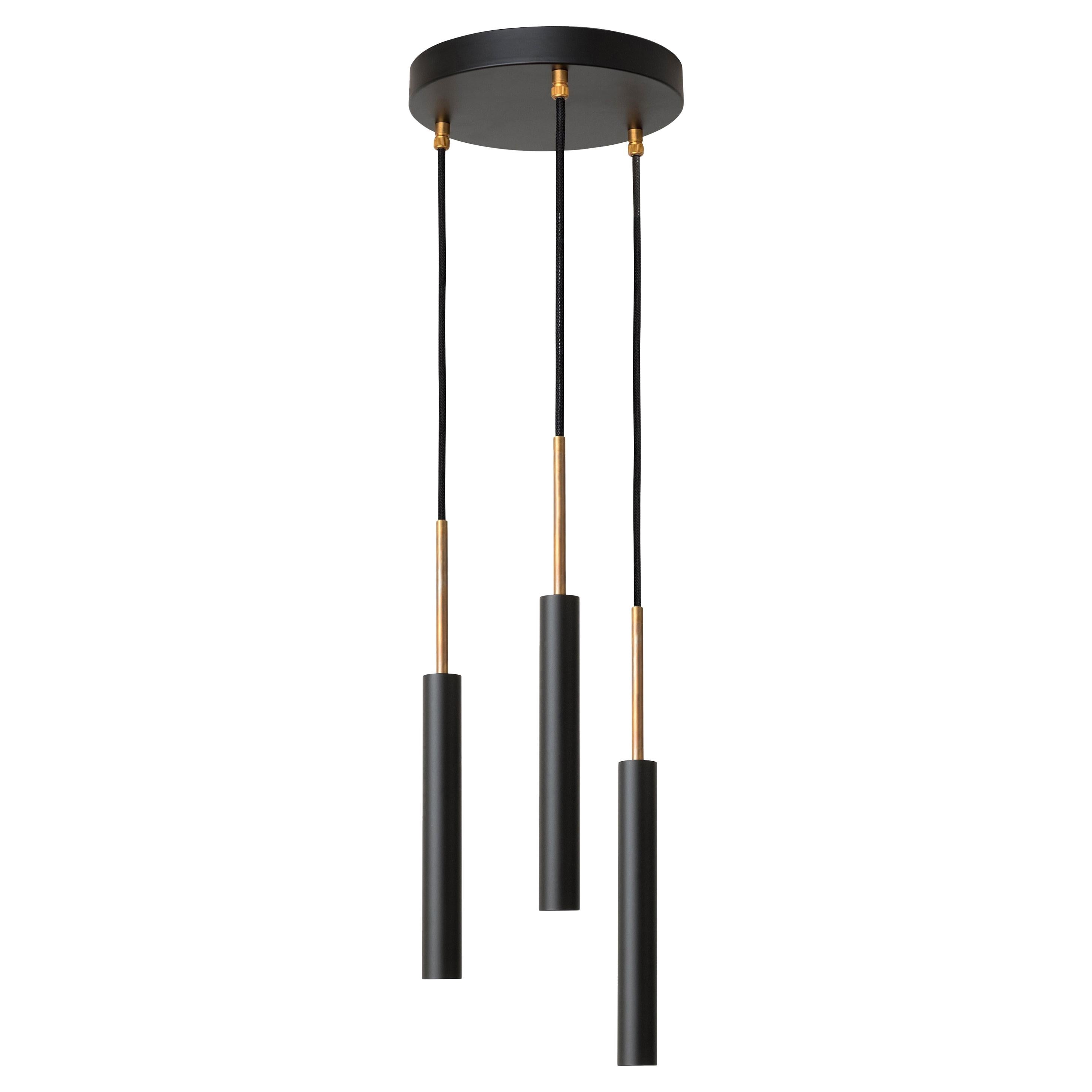 Johan Carpner STAV 3 Black Brass Celling Lamp by Konsthantverk For Sale
