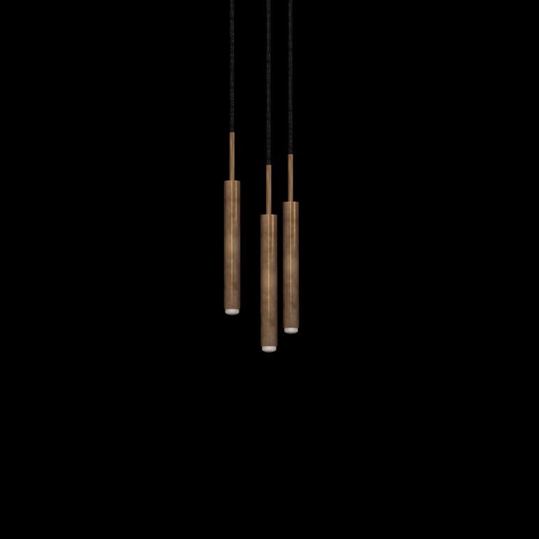 Johan Carpner STAV 3, a Black Brass Celing Lamp by Konsthantverk Tyringe (Messing)