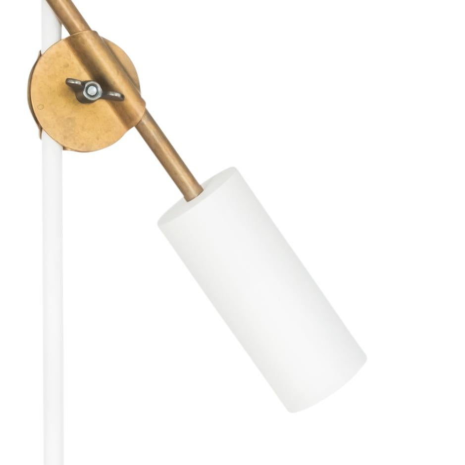 Swedish Johan Carpner Stav Floor Lamp White Brass by Konsthantverk For Sale