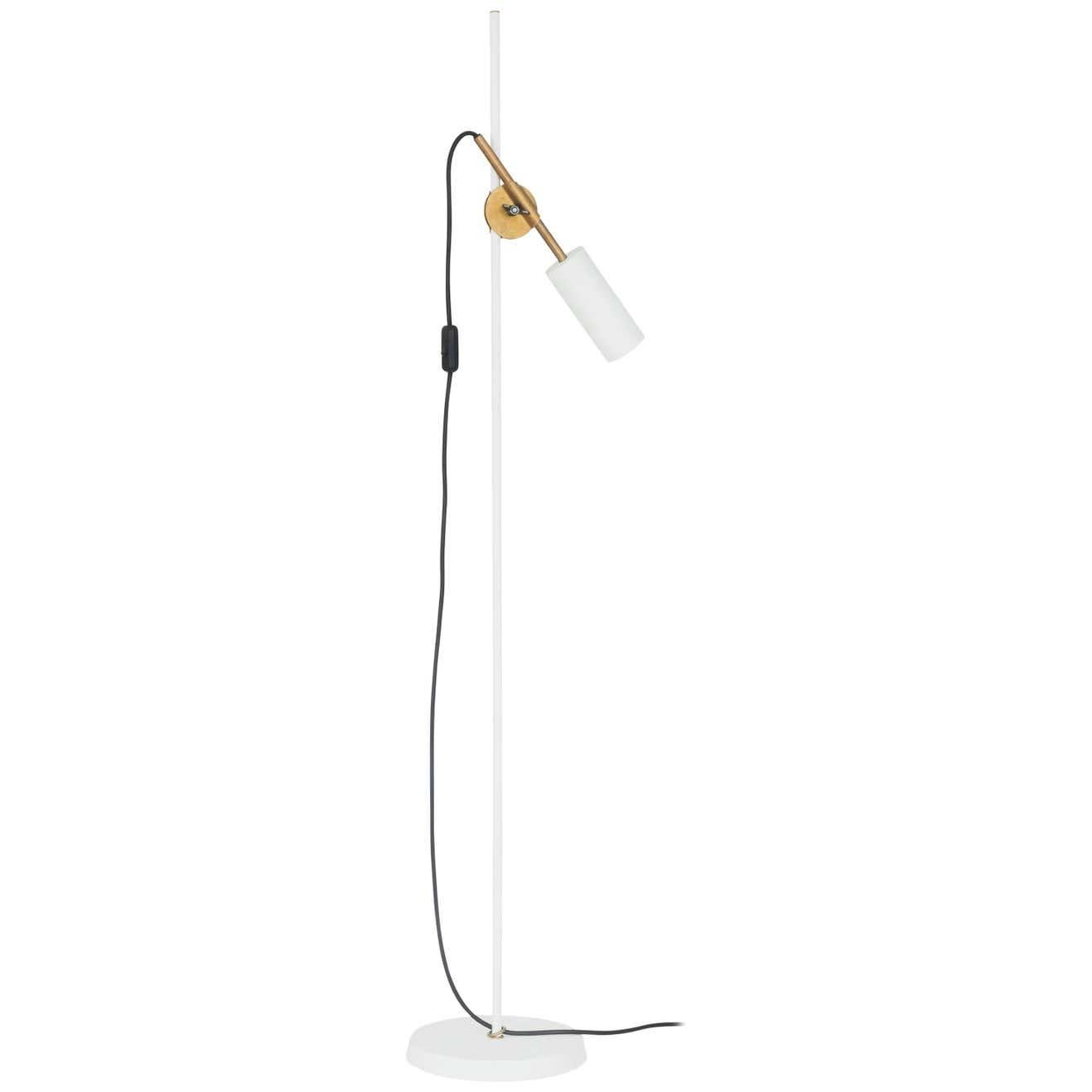 Contemporary Johan Carpner Stav Floor Lamp White Brass by Konsthantverk For Sale