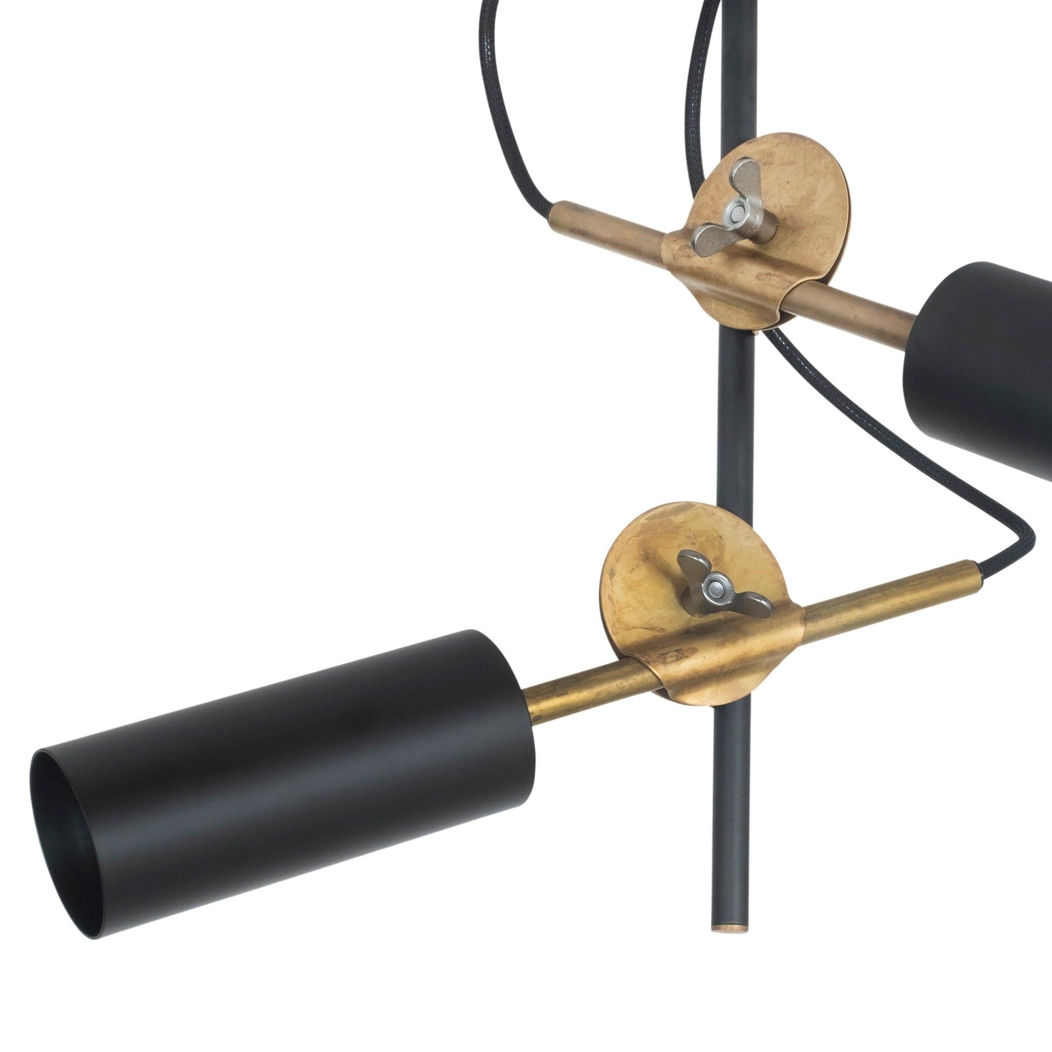 Swedish Johan Carpner Stav Spot 2 Black Brass Ceiling Lamp by Konsthantverk For Sale