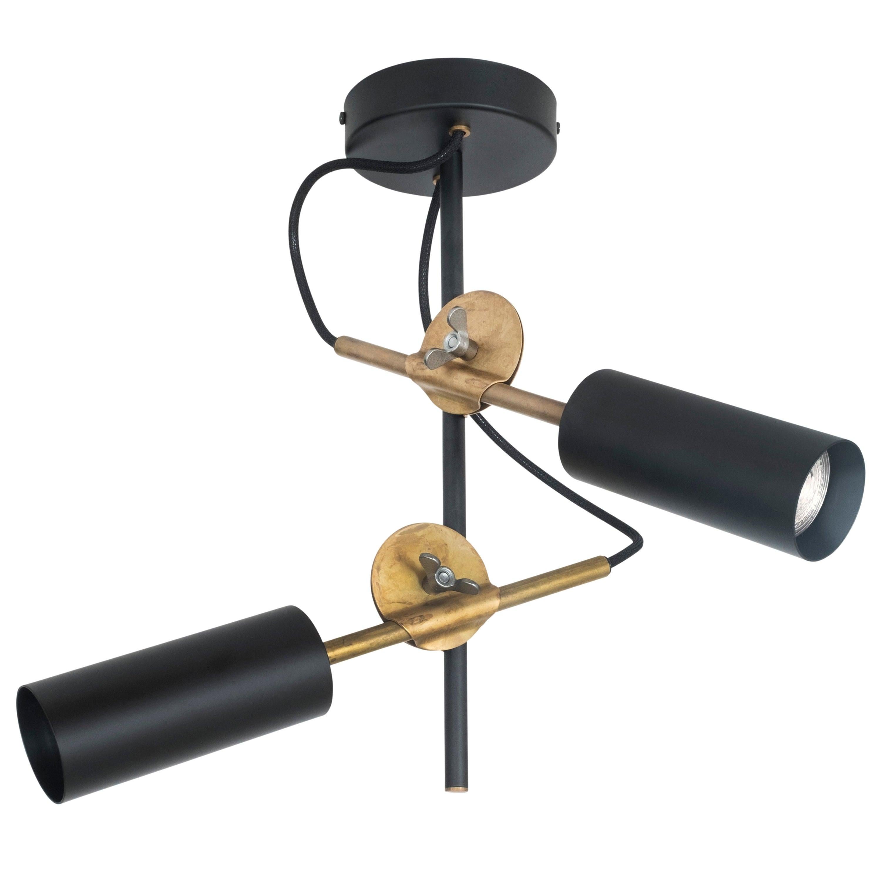 Contemporary Johan Carpner Stav Spot 2 Black Brass Ceiling Lamp by Konsthantverk For Sale