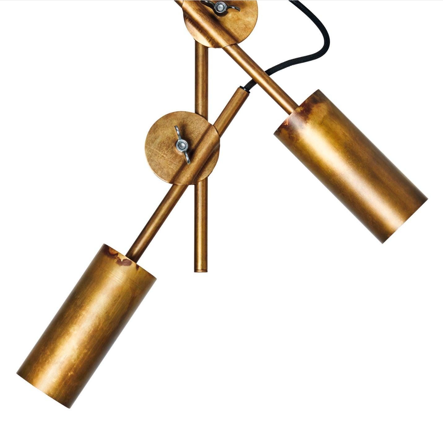 Johan Carpner Stav Spot 2 Raw Brass Ceiling Lamp by Konsthantverk In New Condition For Sale In Barcelona, Barcelona