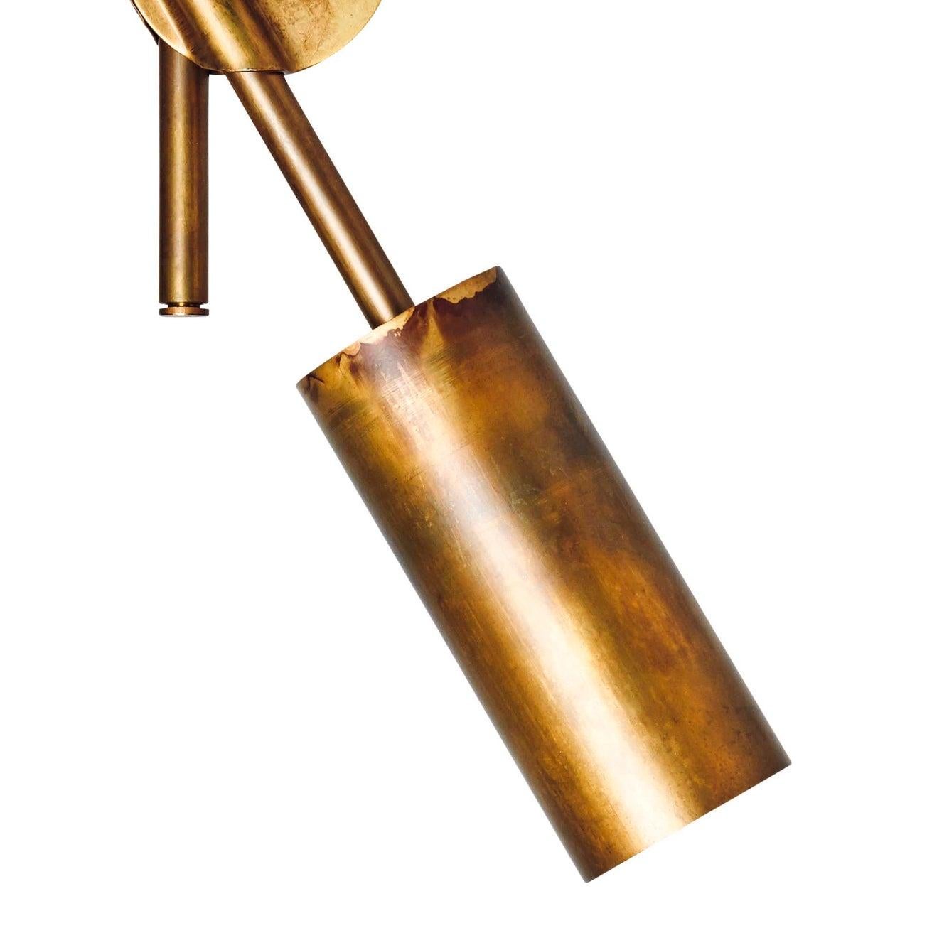 Contemporary Johan Carpner Stav Spot 2 Raw Brass Ceiling Lamp by Konsthantverk For Sale