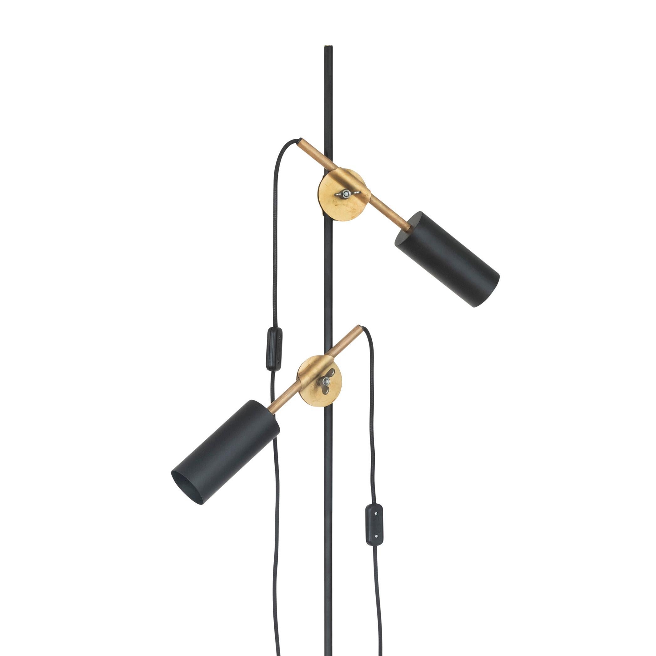 Johan Carpner STAV two arms floor lamp black brass by Konsthantverk and manufactured by Konsthantverk.

The production of lamps, wall lights and floor lamps are manufactured using craftsman’s techniques with the same materials and techniques as