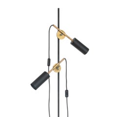 Johan Carpner STAV Two Arms Floor Lamp Black Brass by Konsthantverk