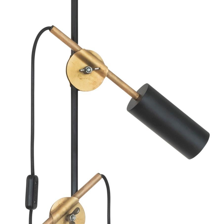Scandinavian Modern Johan Carpner STAV Two Arms Floor Lamp Black Brass by Konsthantverk