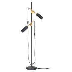 Johan Carpner STAV Two Arms Floor Lamp Black Brass by Konsthantverk